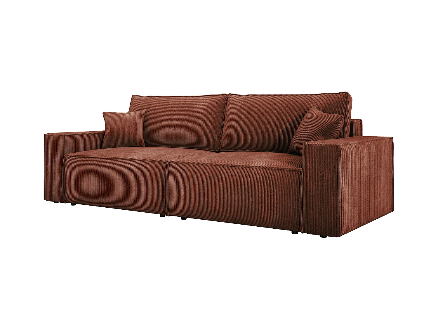 Hoekbank Kasjo met slaapfunctie, opbergruimte, zachte stof, flexibel, linkerkant, 245x90x83 cm, kleur: Bruin