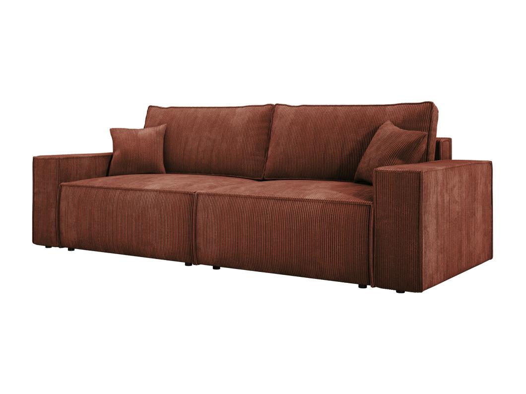 Hoekbank Kasjo met slaapfunctie, opbergruimte, zachte stof, flexibel, linkerkant, 245x90x83 cm, kleur: Bruin