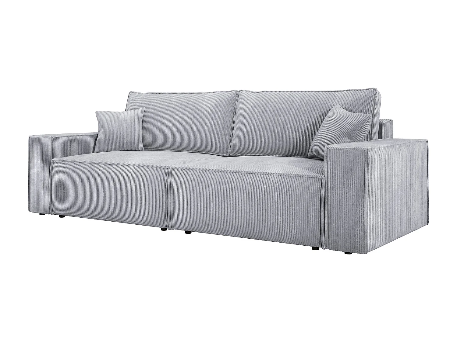 Canapé d'angle Kasjo avec fonction de couchage et coffre de rangement, tissu doux et élastique, côté droit, 245x90x83 cm, couleur : Chêne clair