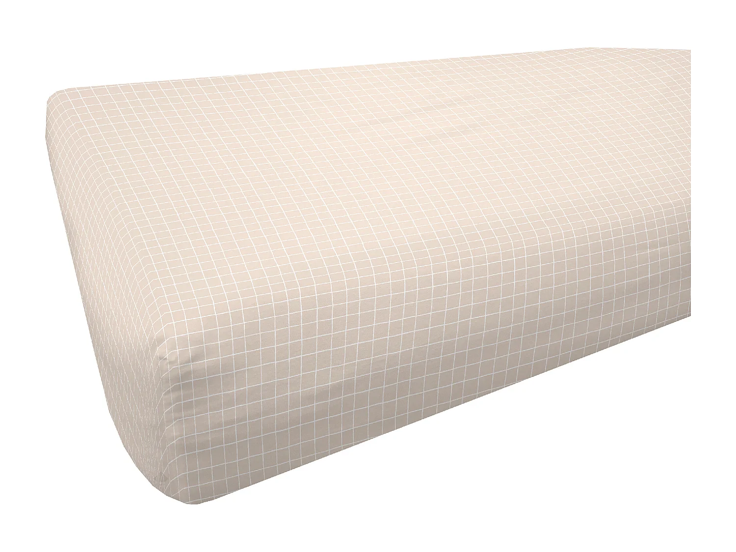 Drap housse sherpa 90x190 cm en microfibre FOREST à carreaux beige