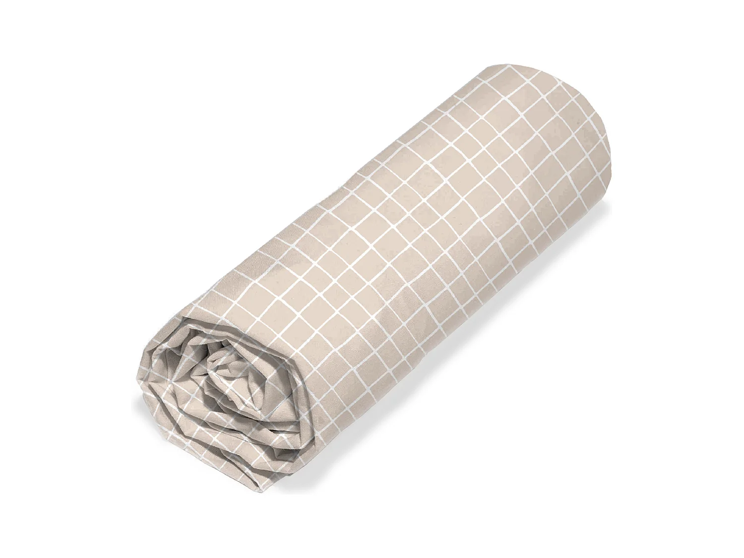 Drap housse sherpa 90x190 cm en microfibre FOREST à carreaux beige