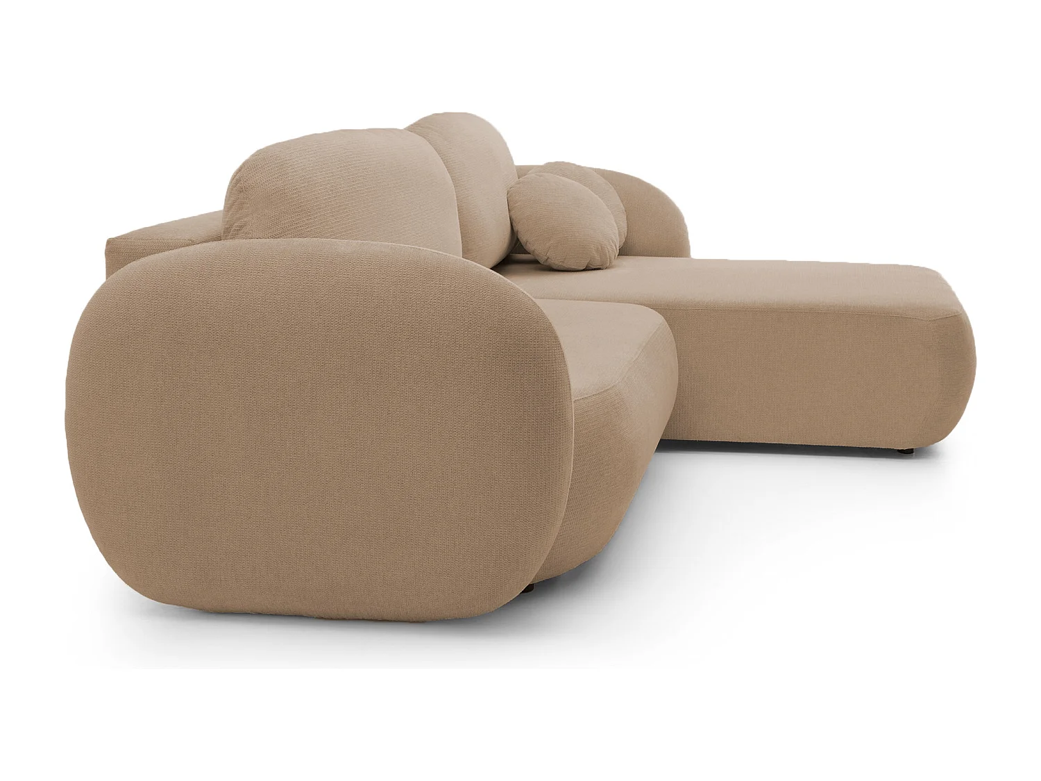 Hoekbank OLIO L-Form met Bed 138x210cm Lade en Verwijderbare Kussens – Rechts 248x174x86cm CAPPUCCINO