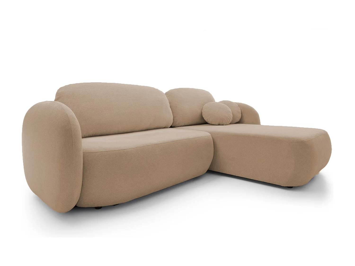 Hoekbank OLIO L-Form met Bed 138x210cm Lade en Verwijderbare Kussens – Rechts 248x174x86cm CAPPUCCINO