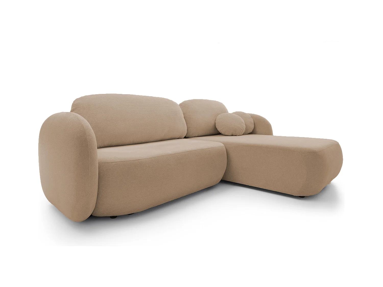 Canapé d'Angle OLIO L-Form avec Lit 138x210cm Coffre et Coussins Amovibles – Droite 248x174x86cm CAPPUCCINO