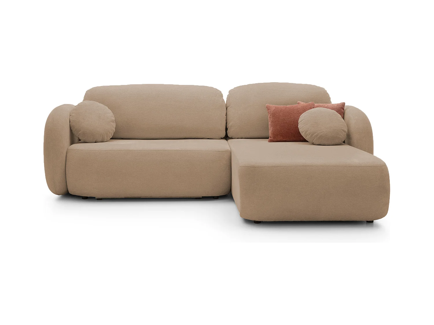 Canapé d'Angle OLIO L-Form avec Lit 138x210cm Coffre et Coussins Amovibles – Droite 248x174x86cm CAPPUCCINO