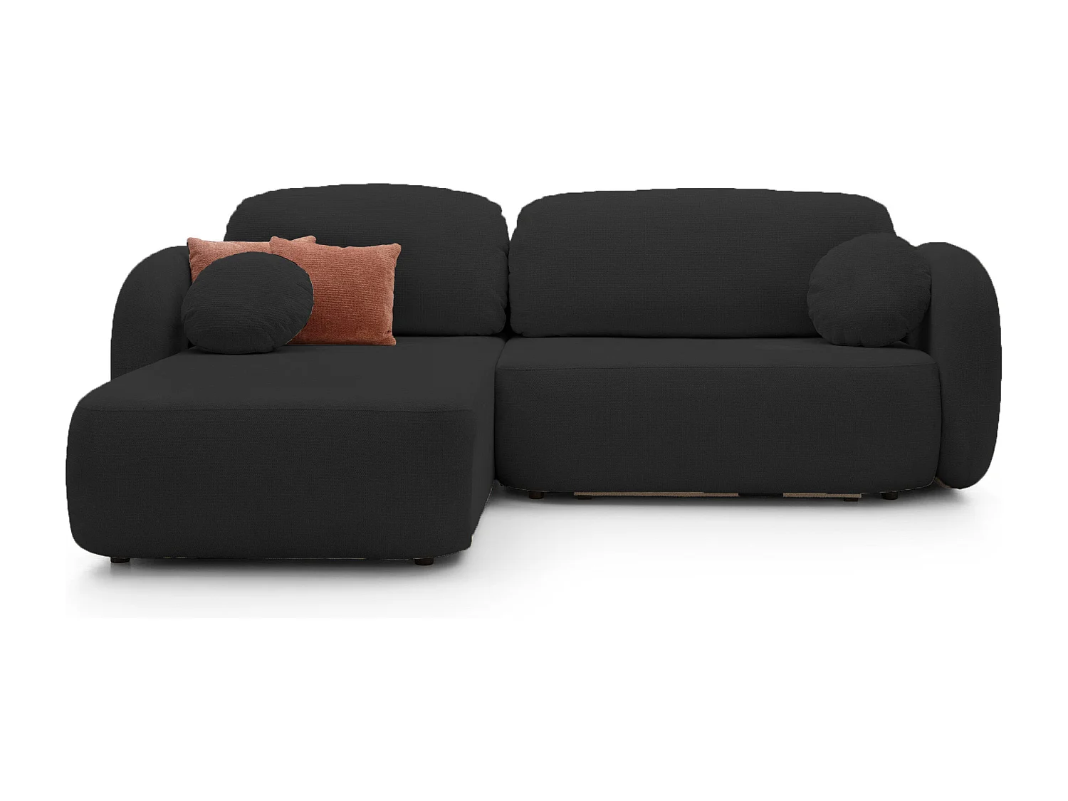 L-vormige hoekbank OLIO met slaapfunctie 138x210 cm, opbergbox en losse rugkussens – comfortabele slaapbank, links, 248x174x86 cm, GRIS