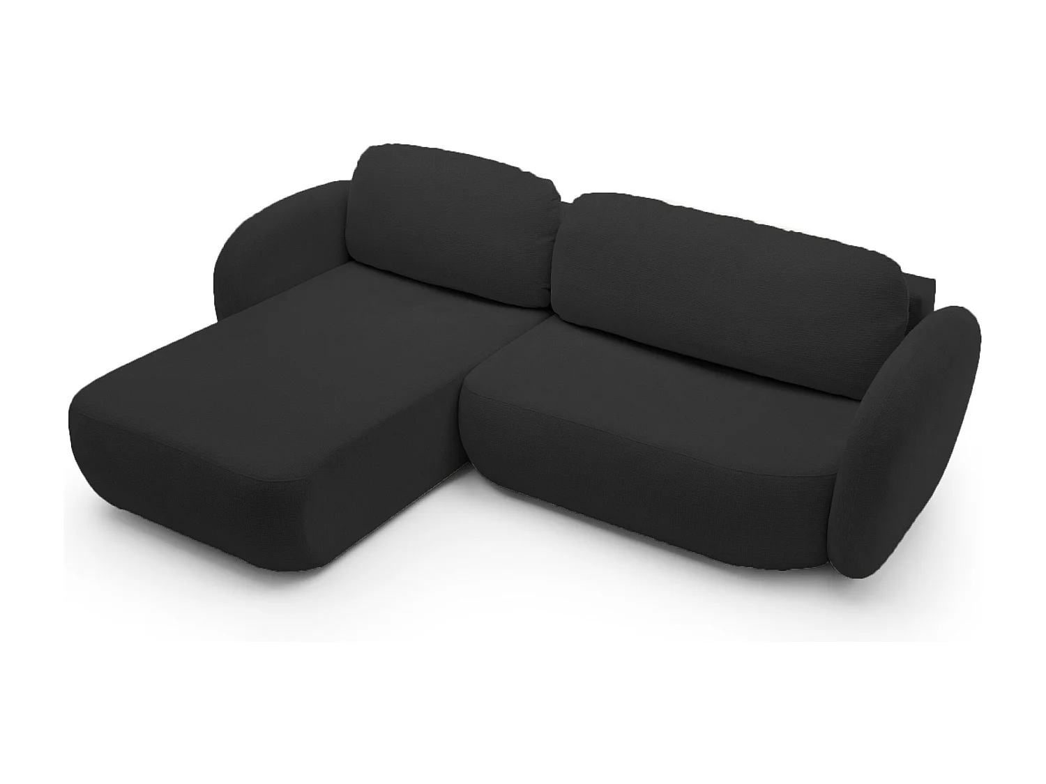 L-vormige hoekbank OLIO met slaapfunctie 138x210 cm, opbergbox en losse rugkussens – comfortabele slaapbank, links, 248x174x86 cm, GRIS