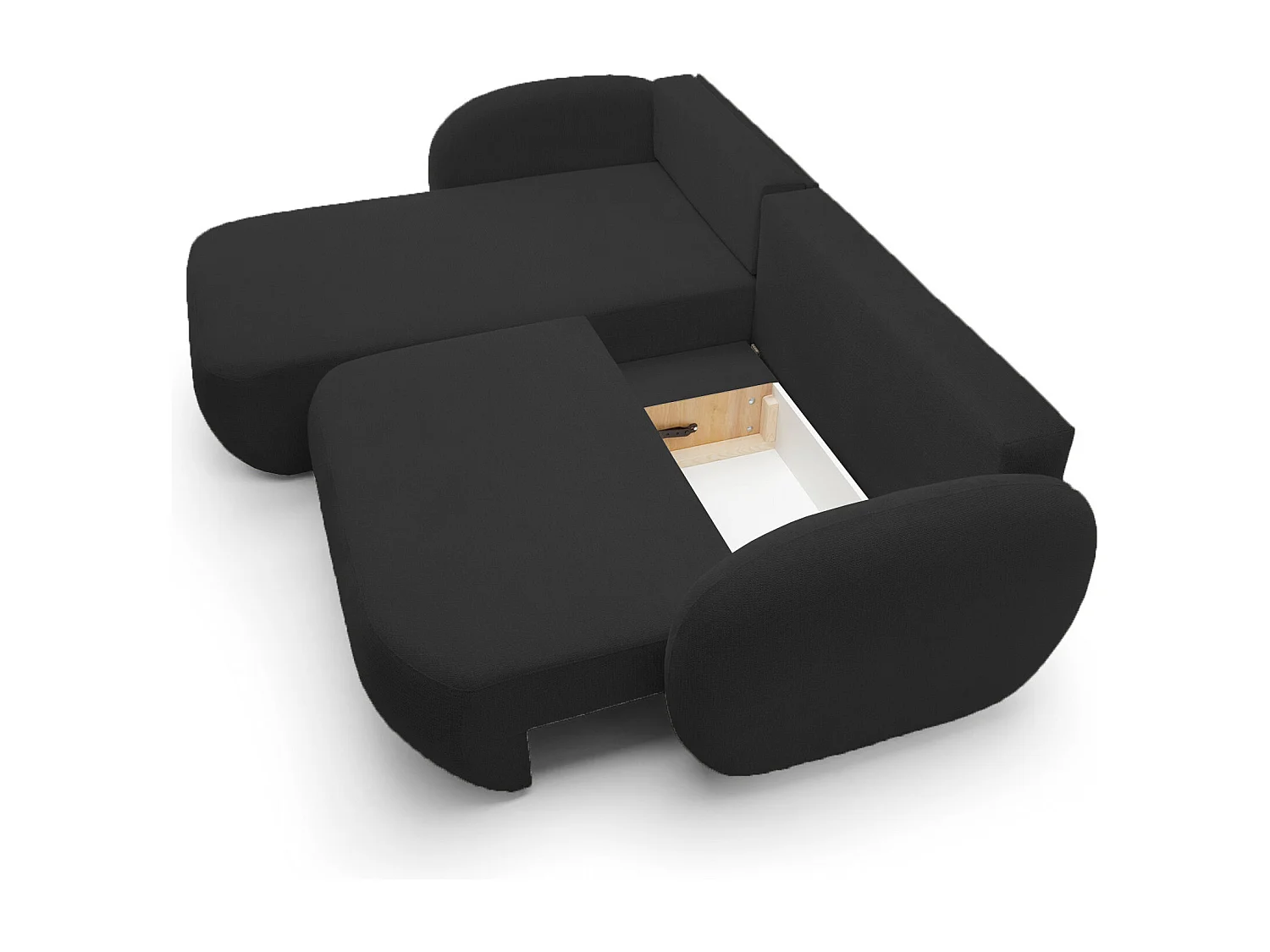 L-vormige hoekbank OLIO met slaapfunctie 138x210 cm, opbergbox en losse rugkussens – comfortabele slaapbank, links, 248x174x86 cm, GRIS