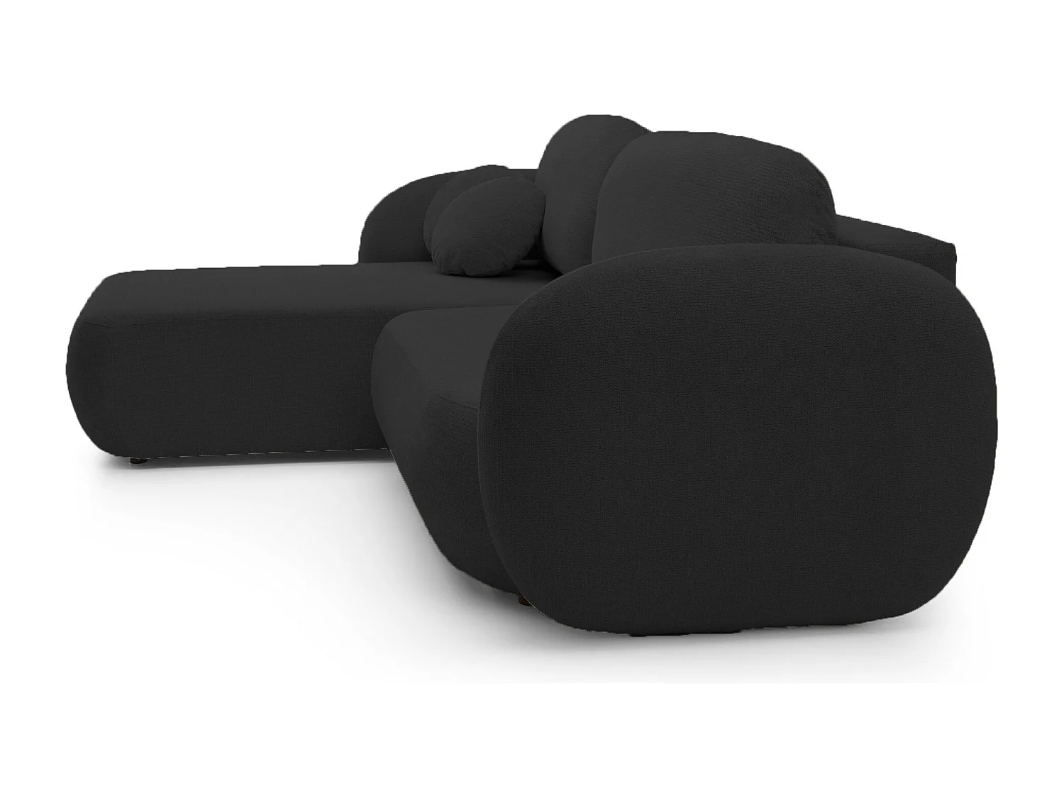 Narożnik OLIO w kształcie L z funkcją spania 138x210 cm, pojemnikiem na pościel i luźnymi poduszkami – wolnostojący, prawa strona, 248x174x86 cm, Popielaty