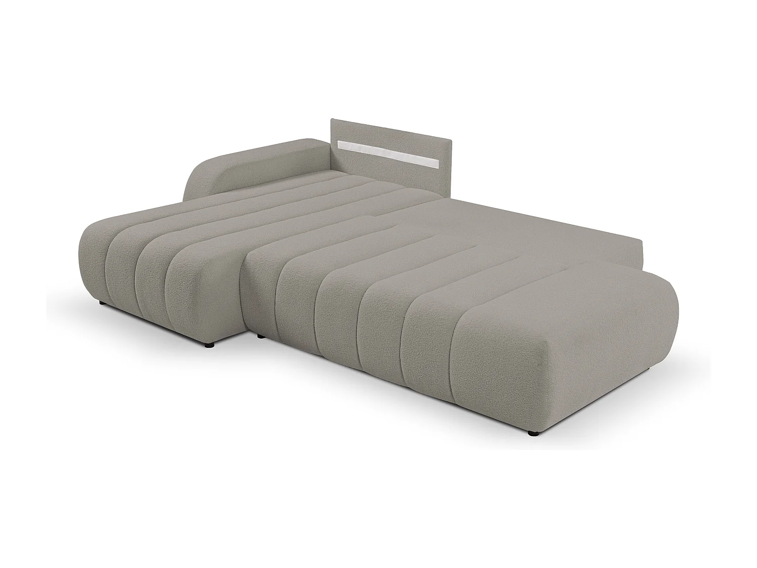 Canapé avec fonction lit et coffre de rangement, rembourrage confortable, tissu, coussins décoratifs, côté gauche, 276x88x176 cm, gris clair