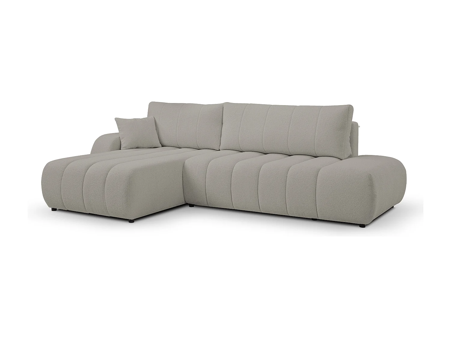Canapé avec fonction lit et coffre de rangement, rembourrage confortable, tissu, coussins décoratifs, côté gauche, 276x88x176 cm, gris clair