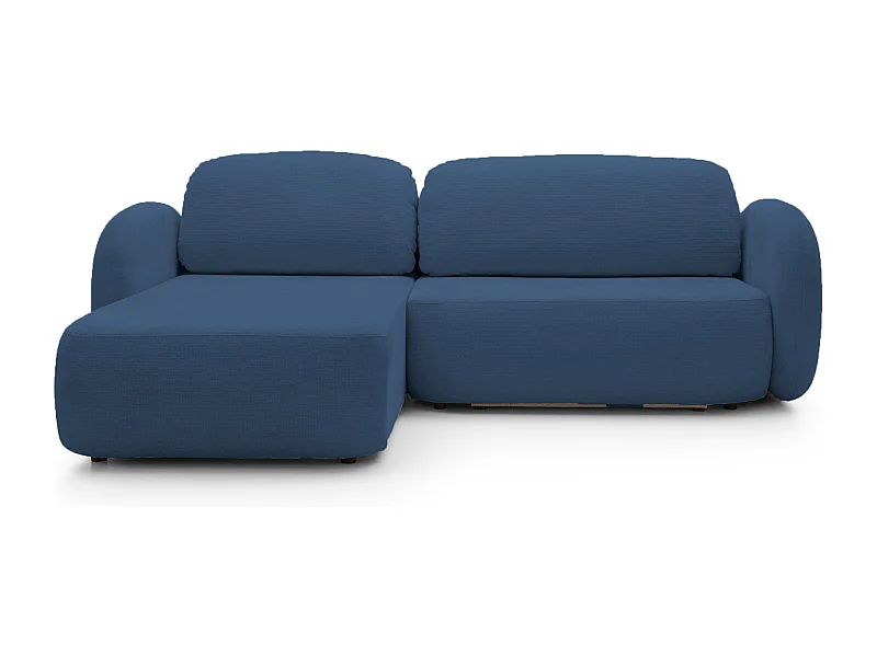 Ecksofa OLIO L-Form Schlaffunktion 138x210cm Bettkasten Lose Rückenkissen Freistehend Links 248x174x86cm BLAU