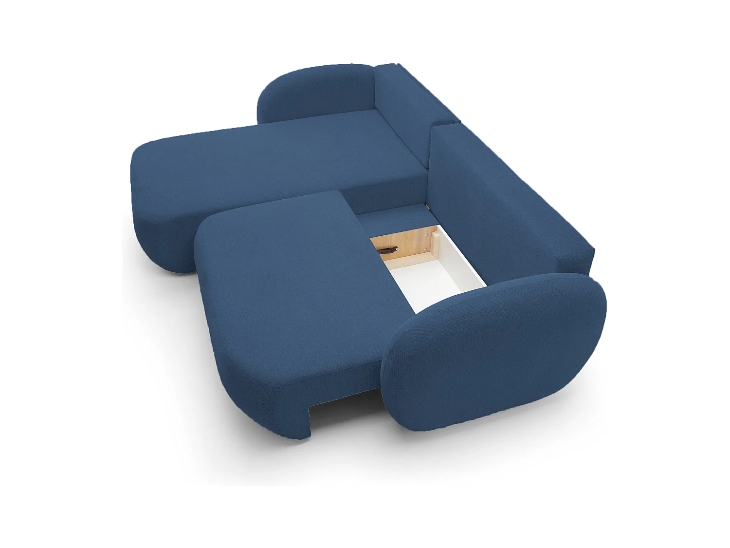 Canapé d'Angle OLIO L-Form avec Lit 138x210cm Coffre et Coussins Amovibles – Gauche 248x174x86cm BLEU