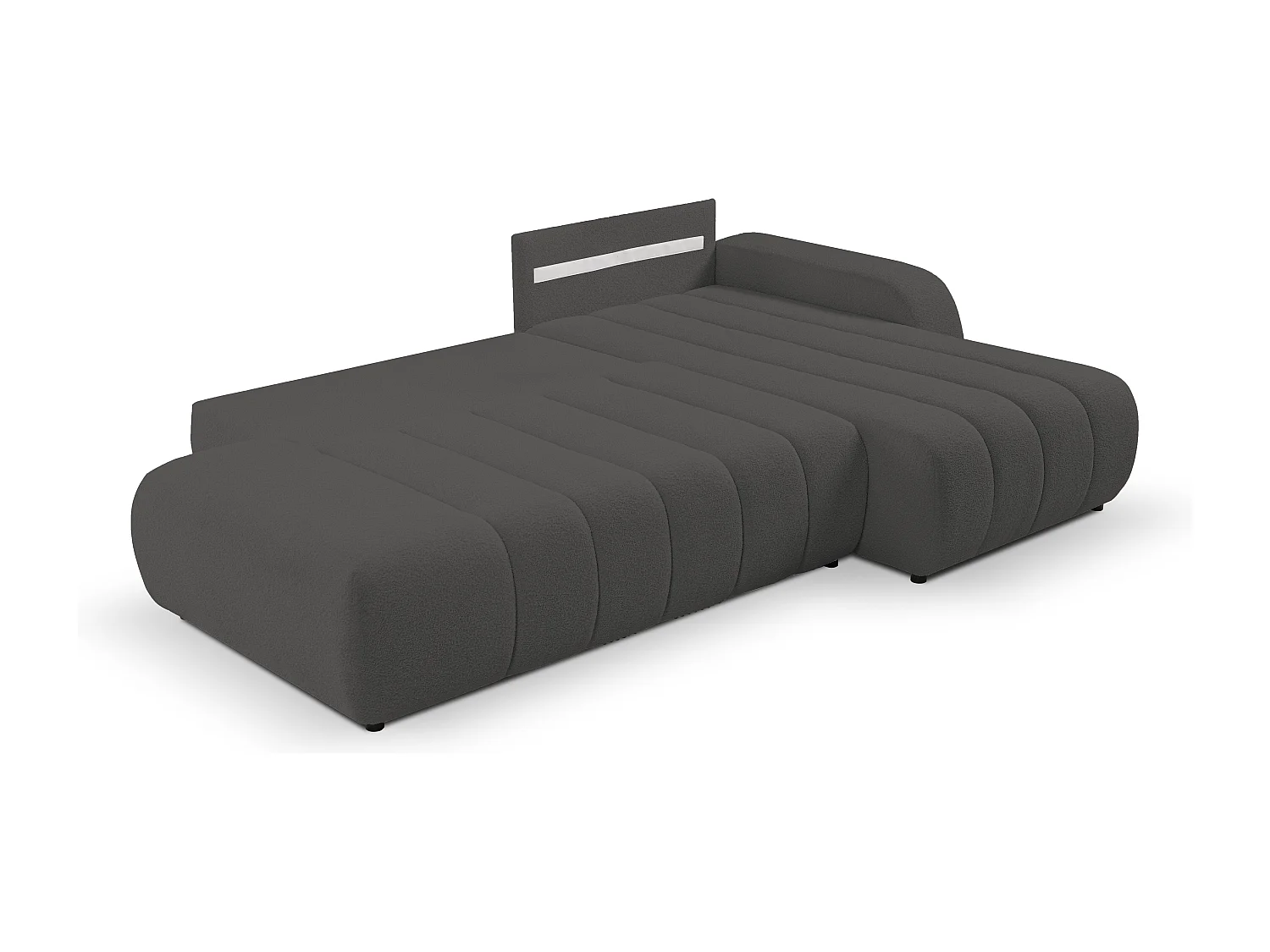 Couch mit Schlaffunktion und Bettkasten, komfortable Polsterung, Stoffbezug, Dekokissen, rechts, 276x88x176 cm, dunkelgrau