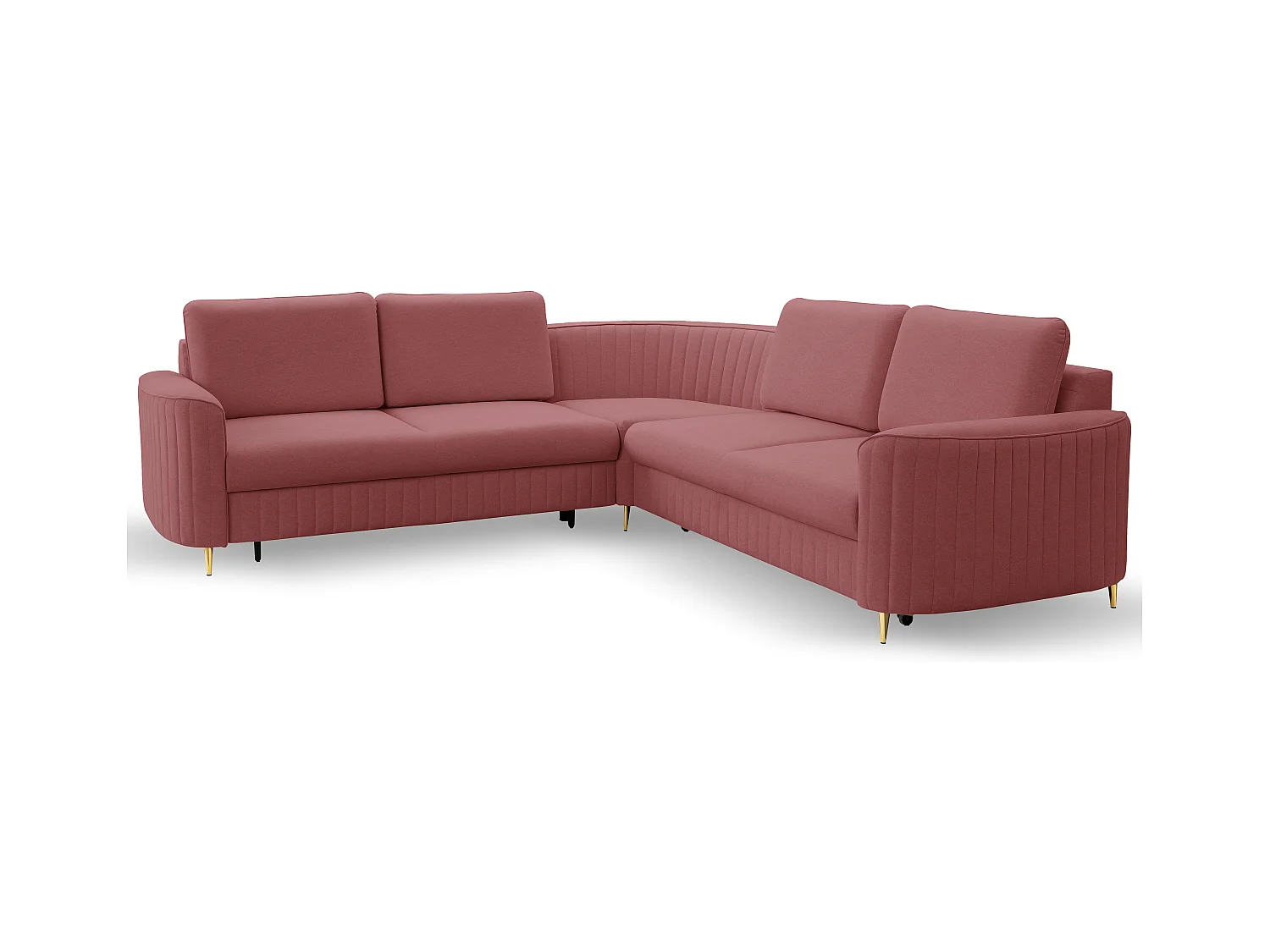 Canapé d'angle LAREN convertible, coffre de rangement, pieds en plastique, côté gauche, BORDEAUX, 251x251x85 cm