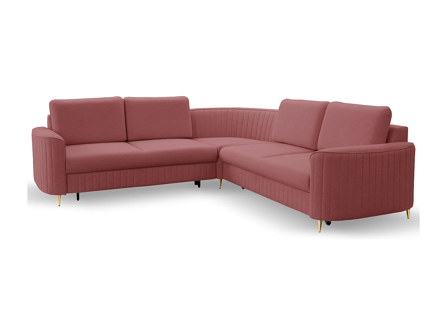 Ecksofa LAREN, modernes Schlafsofa mit Stauraum, Plastikfüße, linke Seite, BURGUND, 251x251x85 cm