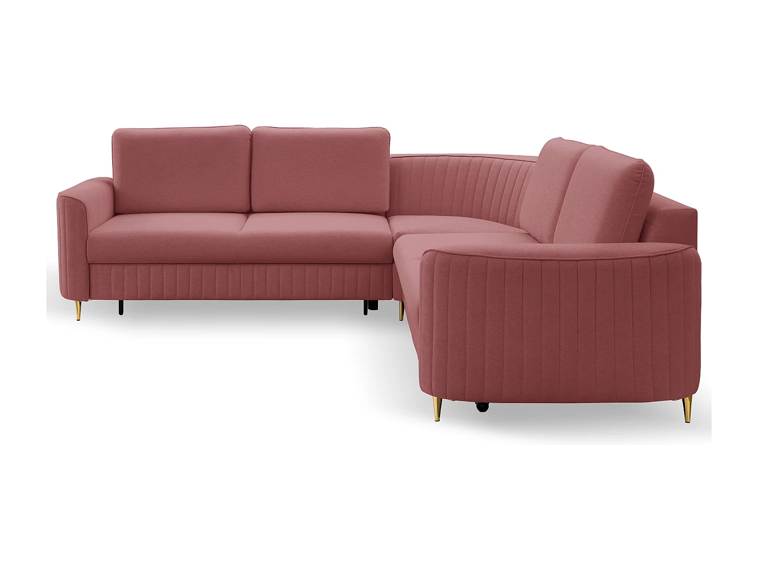 Ecksofa LAREN, modernes Schlafsofa mit Stauraum, Plastikfüße, linke Seite, BURGUND, 251x251x85 cm