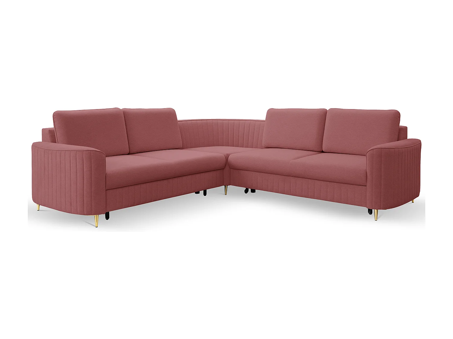 Ecksofa LAREN, modernes Schlafsofa mit Stauraum, Plastikfüße, linke Seite, BURGUND, 251x251x85 cm