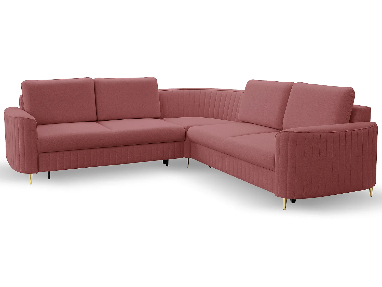 Narożnik LAREN nowoczesna sofa z funkcją spania, pojemnik na pościel, plastikowe nogi, lewa strona, BURGUND, 251x251x85 cm