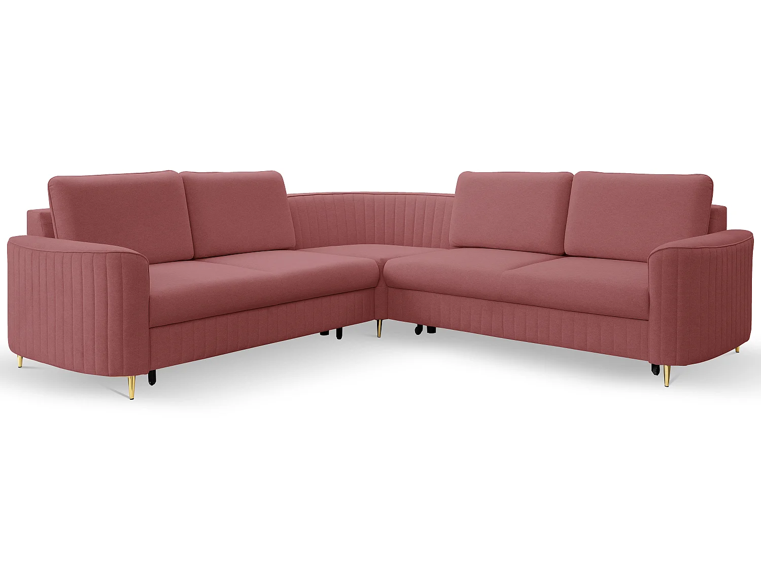 Narożnik LAREN nowoczesna sofa z funkcją spania, pojemnik na pościel, plastikowe nogi, lewa strona, BURGUND, 251x251x85 cm