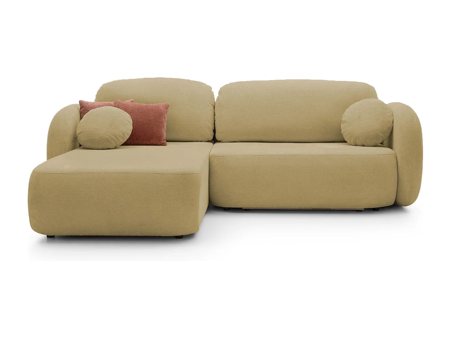 Canapé d'Angle OLIO L-Form avec Lit 138x210cm Coffre et Coussins Amovibles – Gauche 248x174x86cm OLIVE