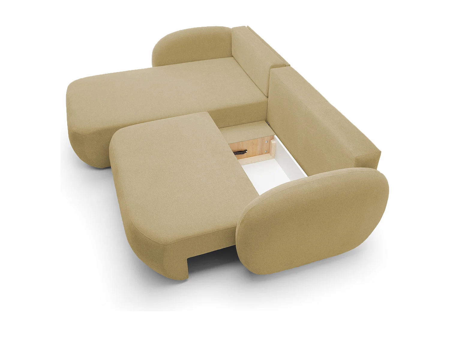 Canapé d'Angle OLIO L-Form avec Lit 138x210cm Coffre et Coussins Amovibles – Gauche 248x174x86cm OLIVE