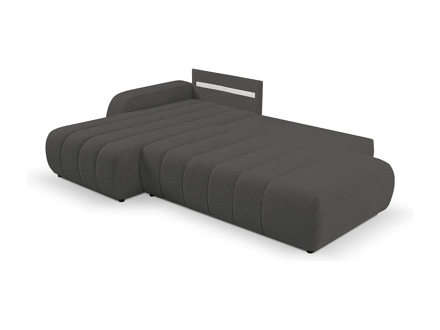 Canapé avec fonction lit et coffre de rangement, rembourrage confortable, tissu, coussins décoratifs, côté gauche, 276x88x176 cm, gris foncé