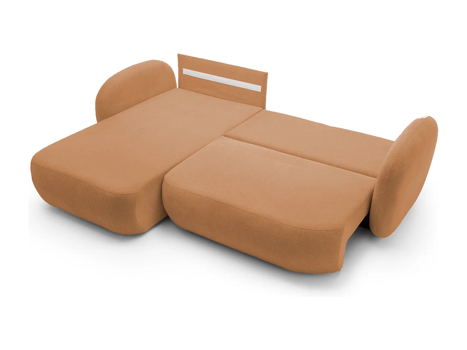 L-vormige hoekbank OLIO met slaapfunctie 138x210 cm, opbergbox en losse rugkussens – comfortabele slaapbank, links, 248x174x86 cm, DONKER ORANJE