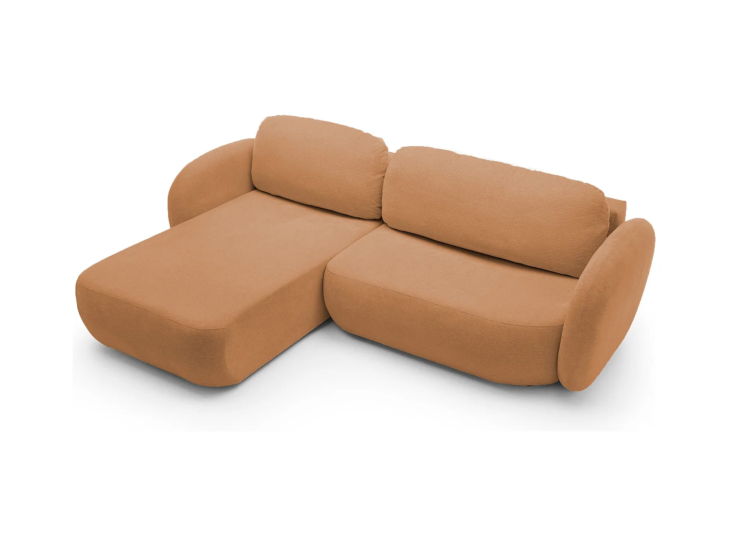 Canapé d'Angle OLIO L-Form avec Lit 138x210cm Coffre et Coussins Amovibles – Gauche 248x174x86cm ORANGE FONCÉ