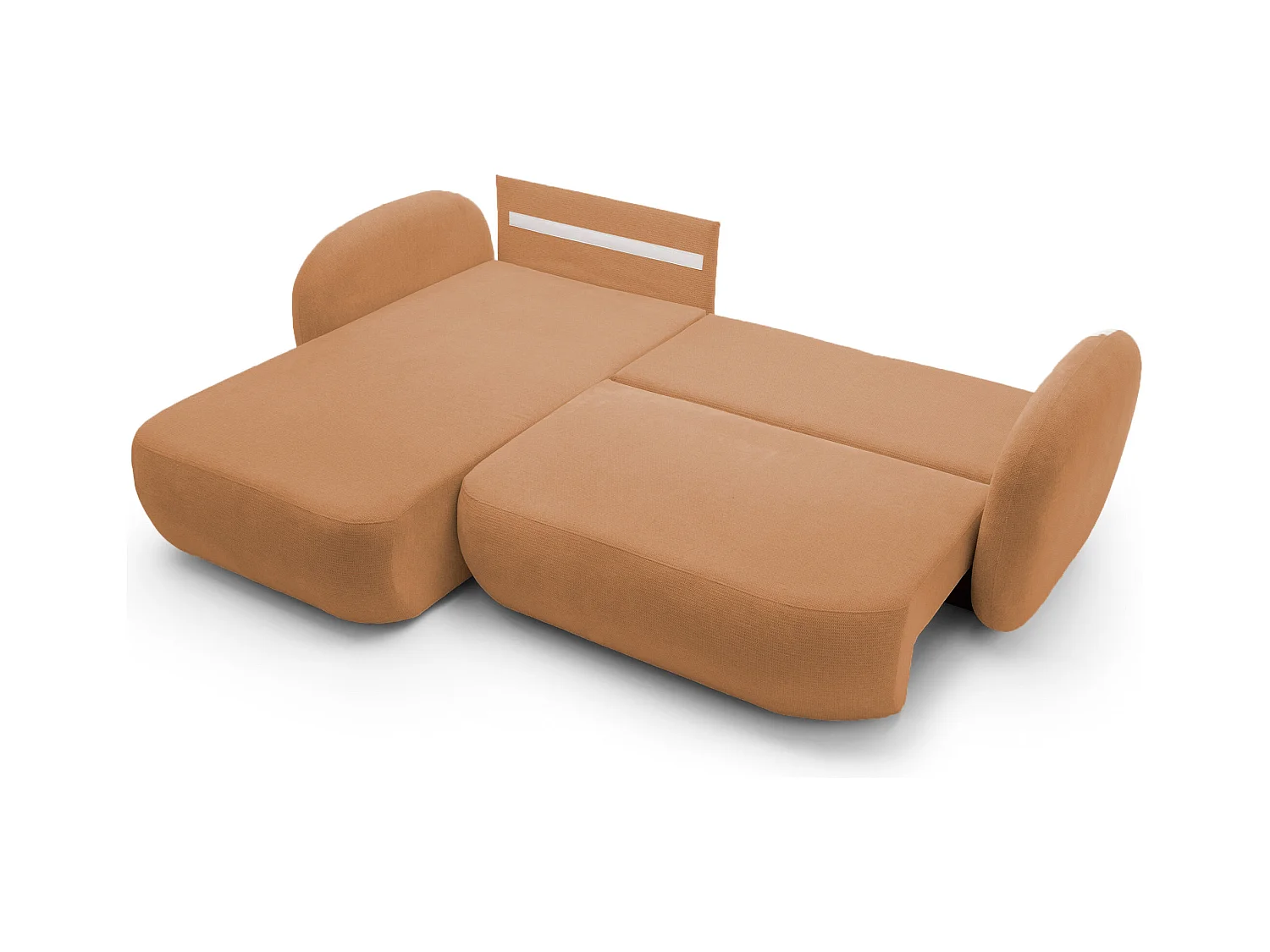 Canapé d'Angle OLIO L-Form avec Lit 138x210cm Coffre et Coussins Amovibles – Gauche 248x174x86cm ORANGE FONCÉ