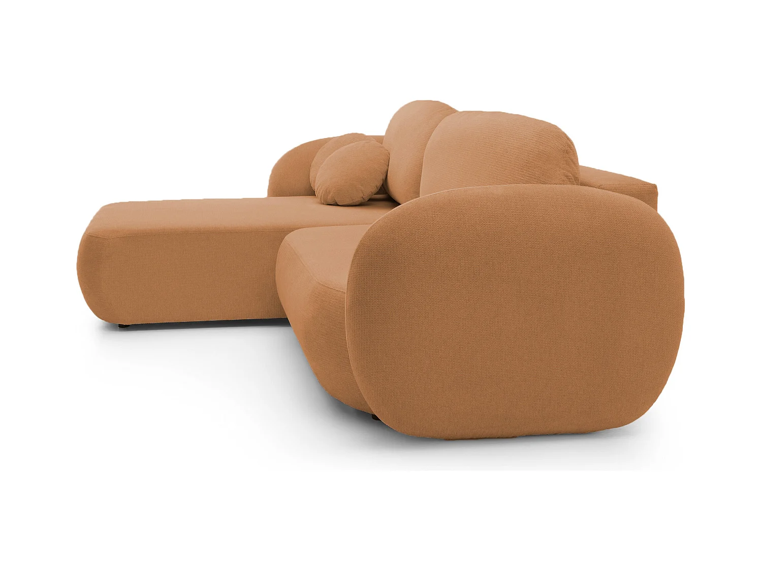 Canapé d'Angle OLIO L-Form avec Lit 138x210cm Coffre et Coussins Amovibles – Gauche 248x174x86cm ORANGE FONCÉ