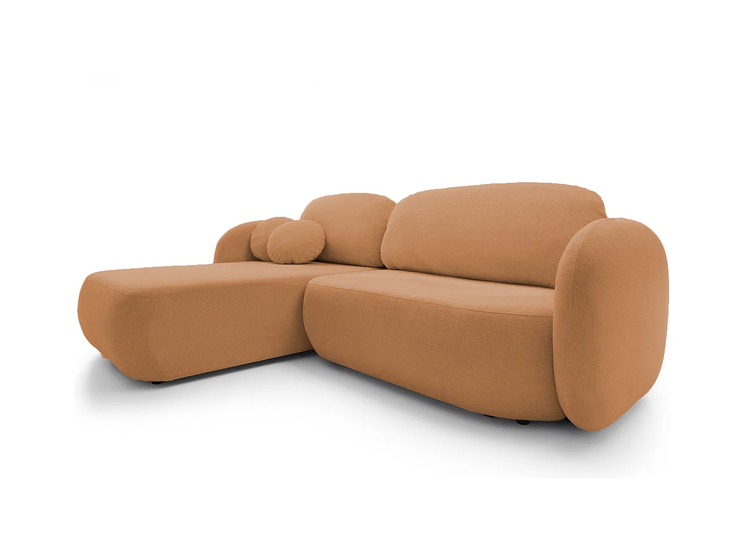 Canapé d'Angle OLIO L-Form avec Lit 138x210cm Coffre et Coussins Amovibles – Gauche 248x174x86cm ORANGE FONCÉ