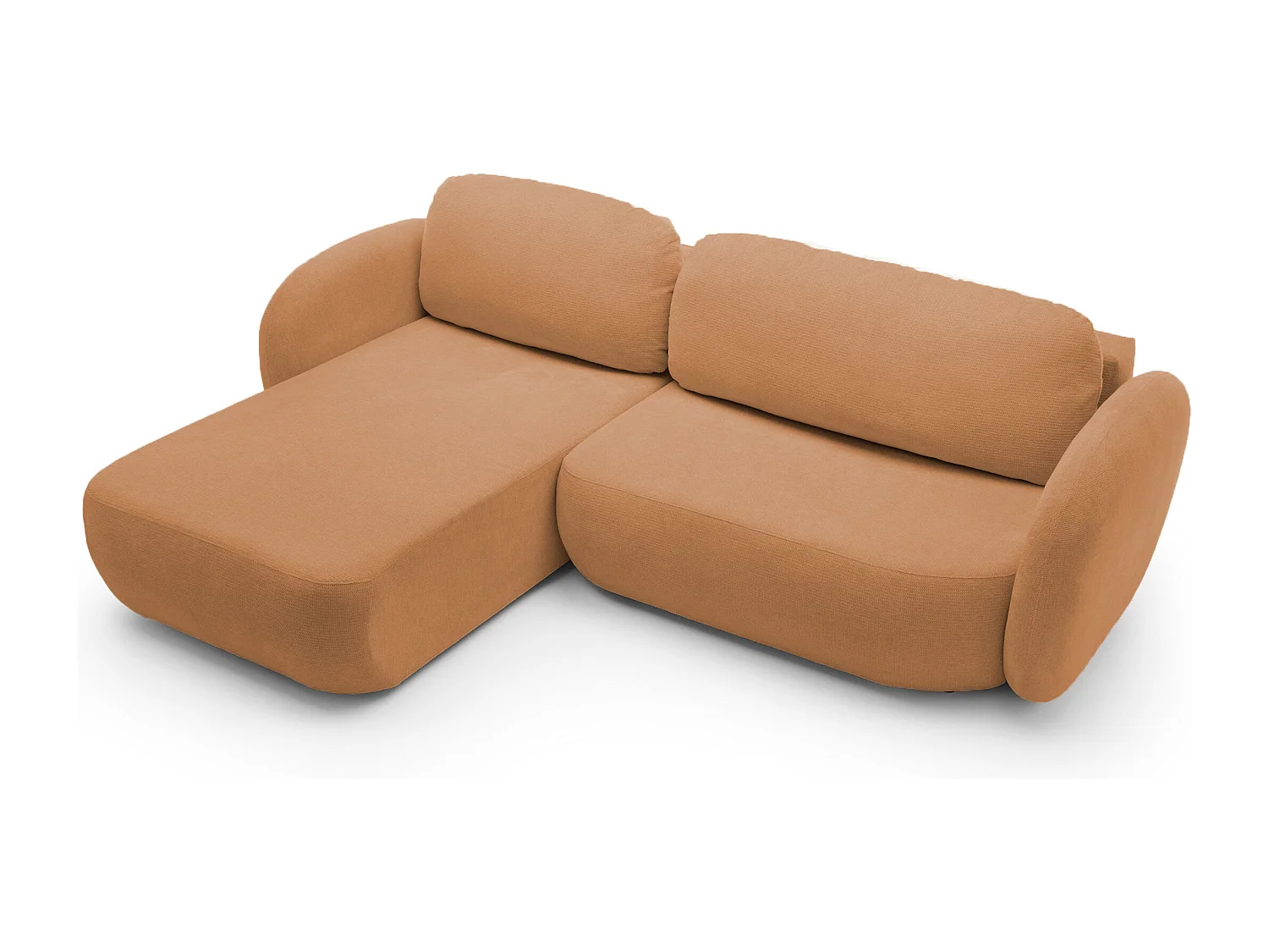 Canapé d'Angle OLIO L-Form avec Lit 138x210cm Coffre et Coussins Amovibles – Gauche 248x174x86cm ORANGE FONCÉ