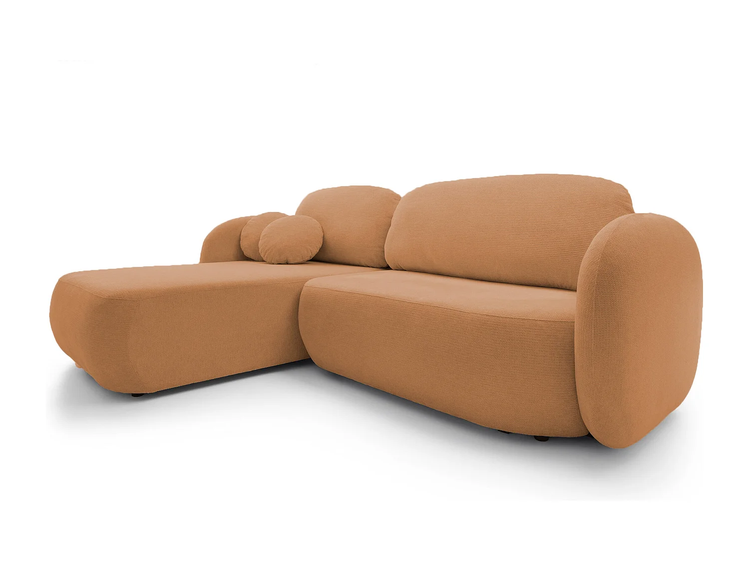 Canapé d'Angle OLIO L-Form avec Lit 138x210cm Coffre et Coussins Amovibles – Gauche 248x174x86cm ORANGE FONCÉ