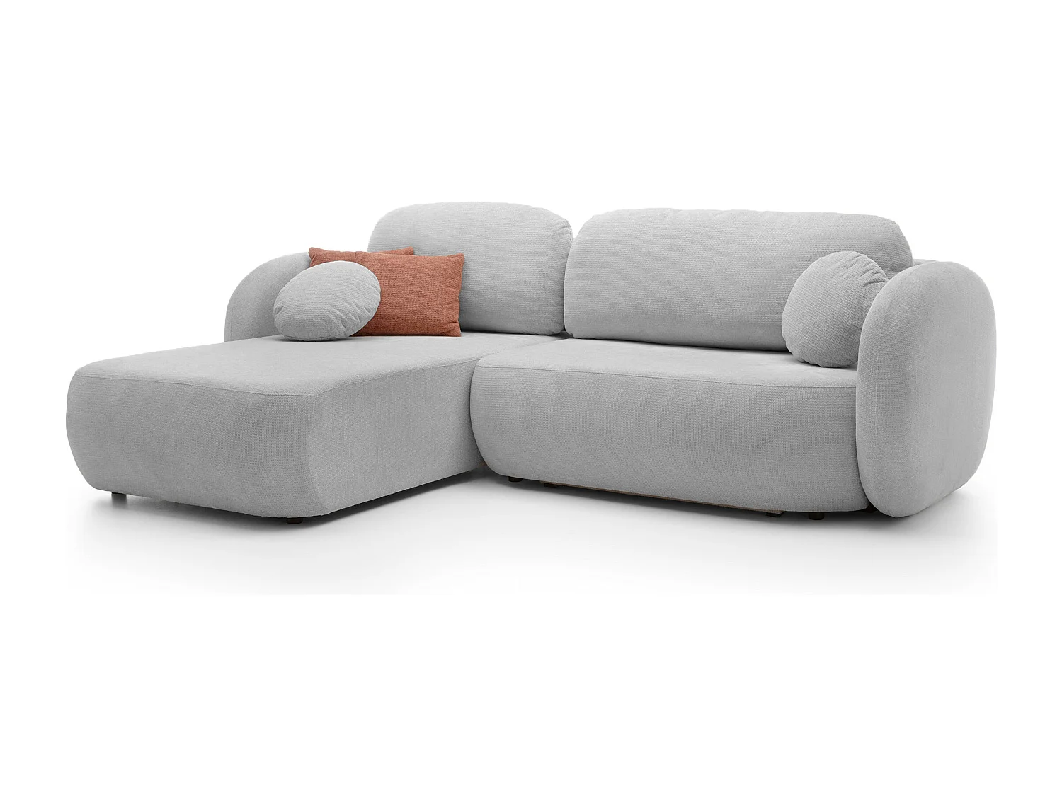 Canapé d'Angle OLIO L-Form avec Lit 138x210cm Coffre et Coussins Amovibles – Gauche 248x174x86cm GRIS