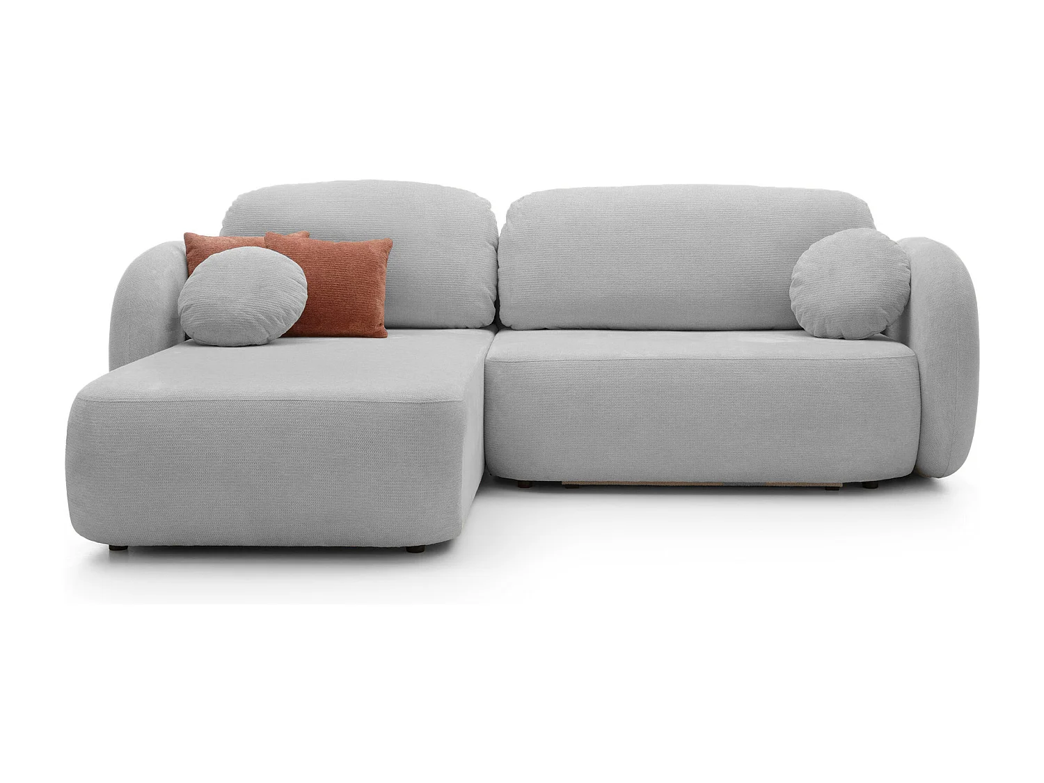 Ecksofa OLIO L-Form Schlaffunktion 138x210cm Bettkasten Lose Rückenkissen Freistehend Links 248x174x86cm GRAU