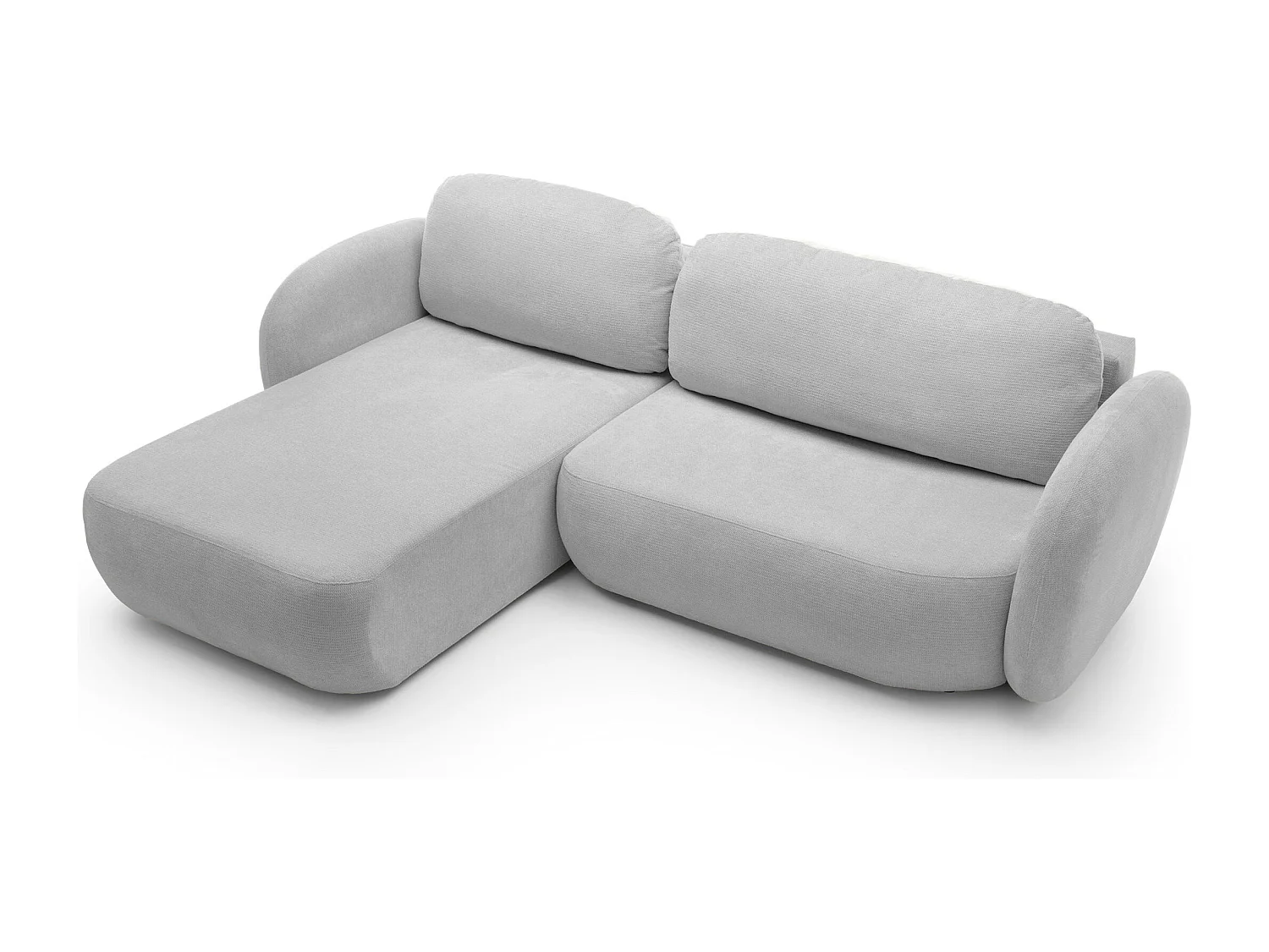 Ecksofa OLIO L-Form Schlaffunktion 138x210cm Bettkasten Lose Rückenkissen Freistehend Links 248x174x86cm GRAU