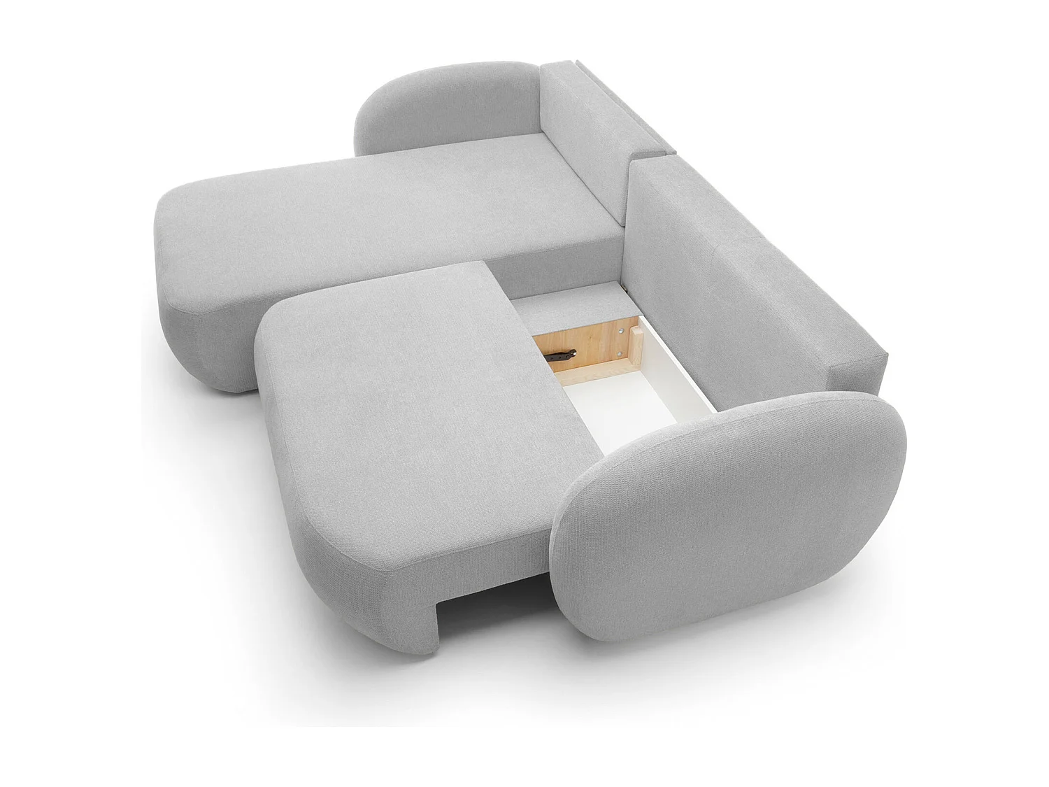 Ecksofa OLIO L-Form Schlaffunktion 138x210cm Bettkasten Lose Rückenkissen Freistehend Links 248x174x86cm GRAU