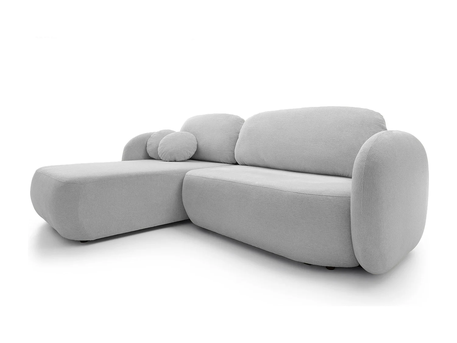 Ecksofa OLIO L-Form Schlaffunktion 138x210cm Bettkasten Lose Rückenkissen Freistehend Links 248x174x86cm GRAU