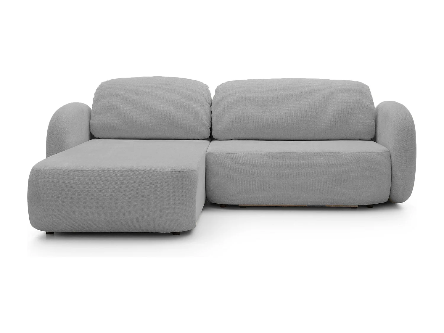 L-vormige hoekbank OLIO met slaapfunctie 138x210 cm, opbergbox en losse rugkussens – comfortabele slaapbank, links, 248x174x86 cm, LICHTZILVER