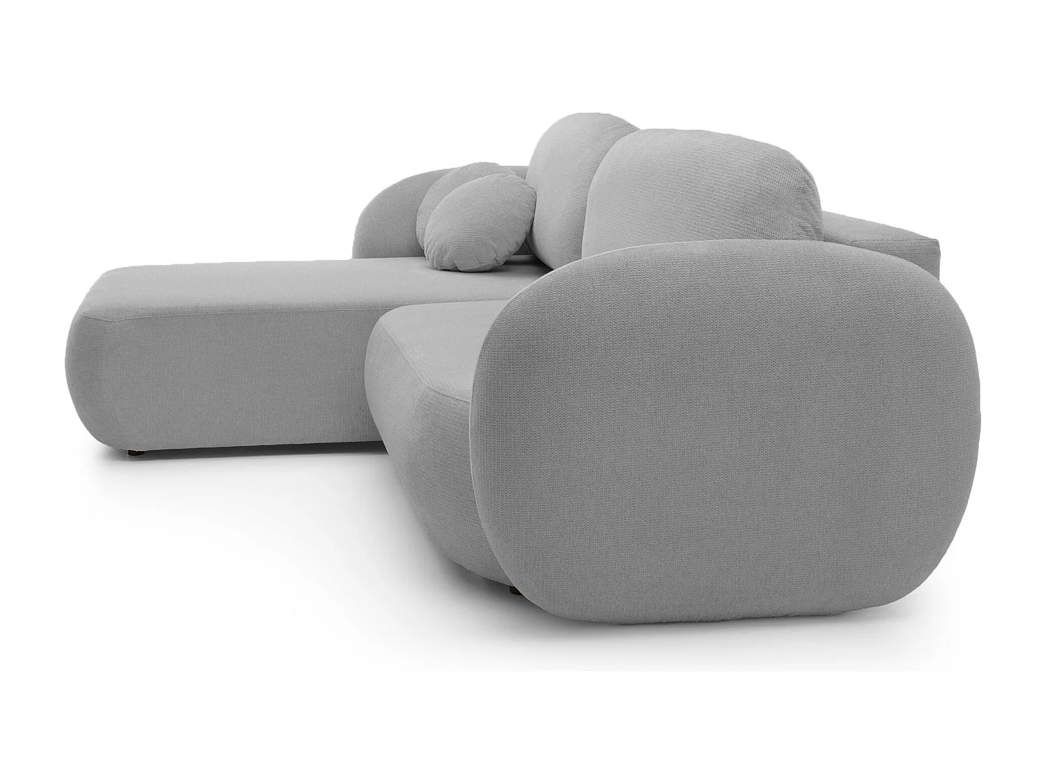 Canapé d'Angle OLIO L-Form avec Lit 138x210cm Coffre et Coussins Amovibles – Gauche 248x174x86cm ARGENT CLAIR