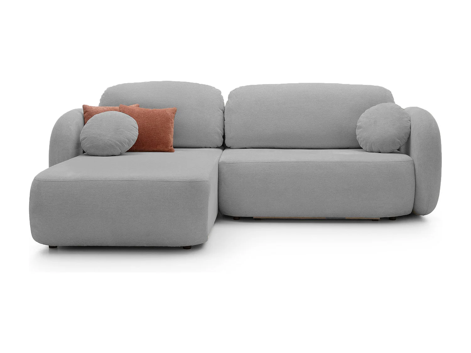 Canapé d'Angle OLIO L-Form avec Lit 138x210cm Coffre et Coussins Amovibles – Gauche 248x174x86cm ARGENT CLAIR