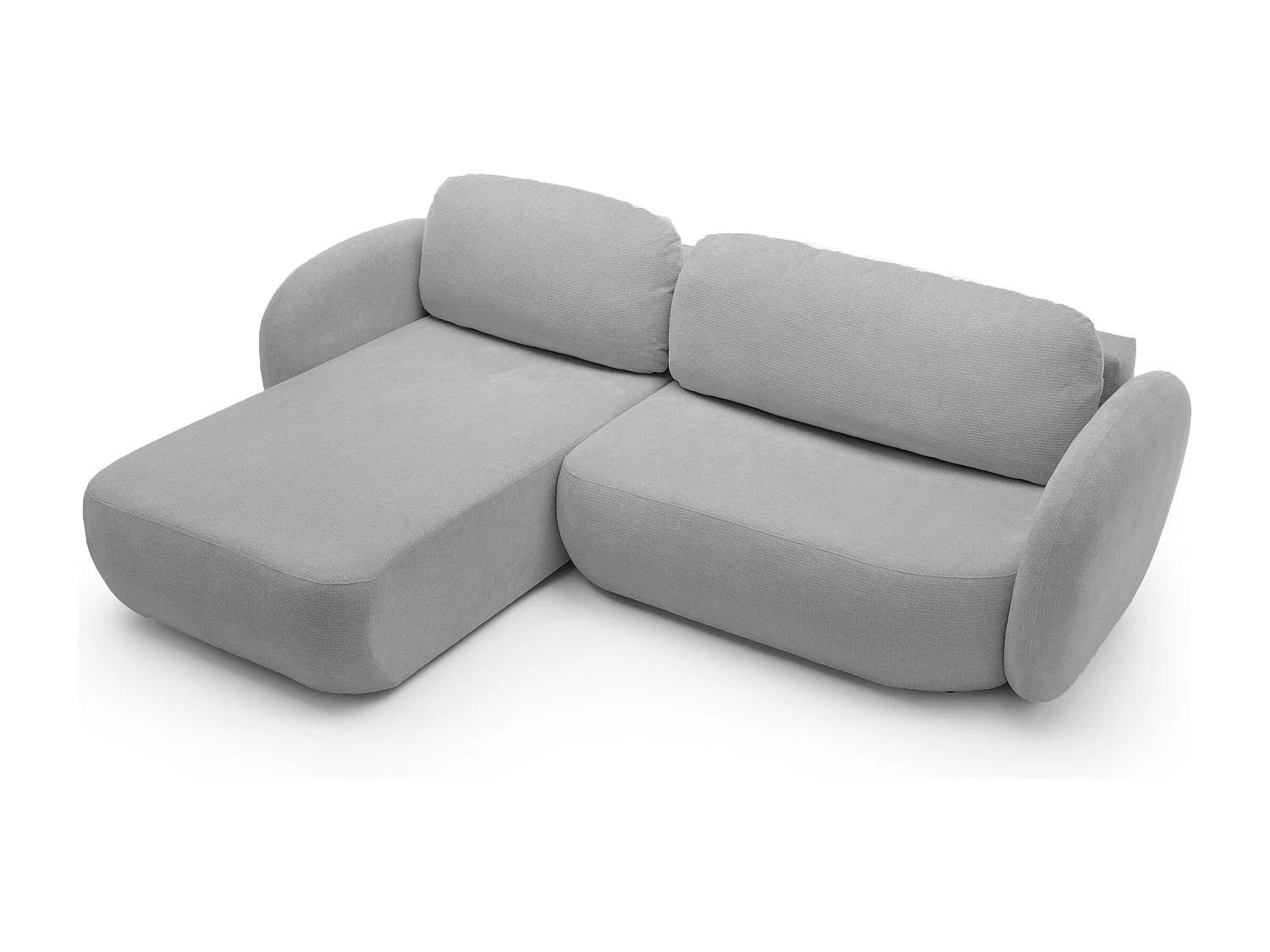 Canapé d'Angle OLIO L-Form avec Lit 138x210cm Coffre et Coussins Amovibles – Gauche 248x174x86cm ARGENT CLAIR