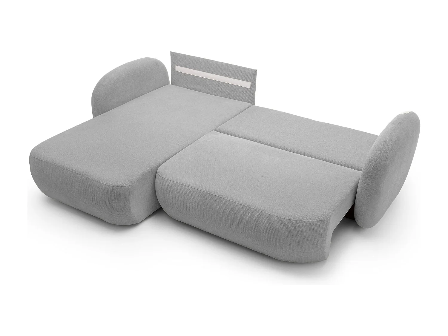 Canapé d'Angle OLIO L-Form avec Lit 138x210cm Coffre et Coussins Amovibles – Gauche 248x174x86cm ARGENT CLAIR