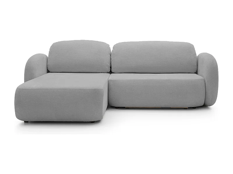 Canapé d'Angle OLIO L-Form avec Lit 138x210cm Coffre et Coussins Amovibles – Gauche 248x174x86cm ARGENT CLAIR