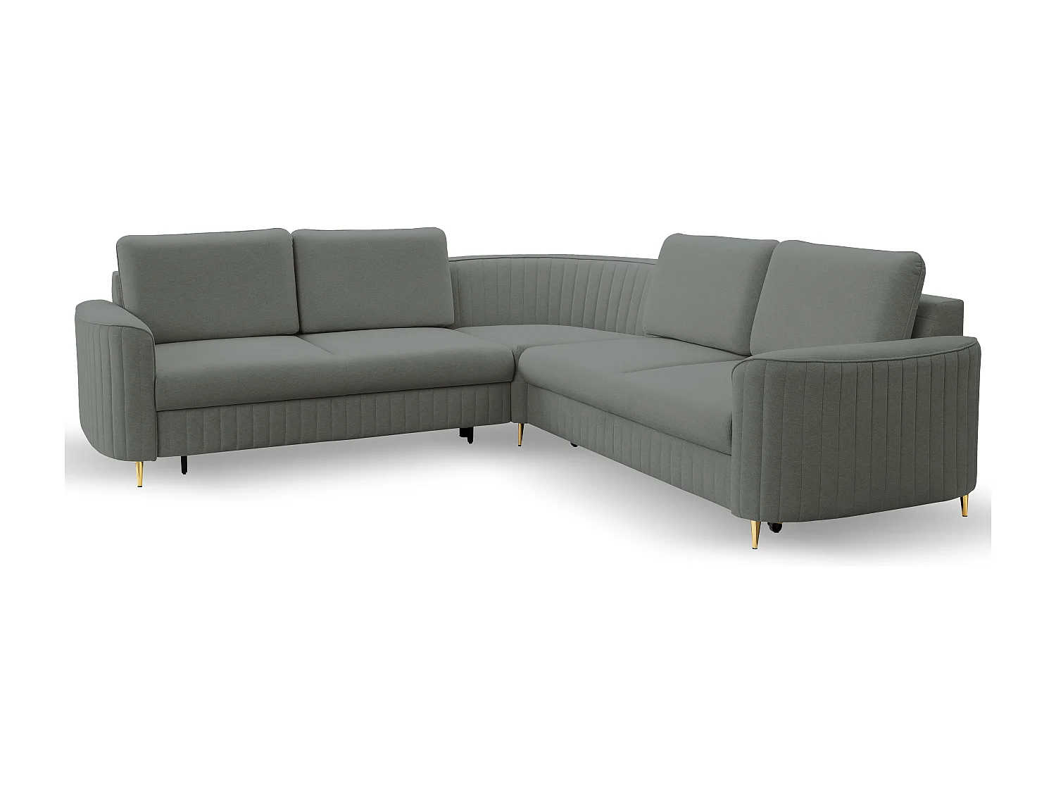 Ecksofa LAREN, modernes Schlafsofa mit Stauraum, Plastikfüße, linke Seite, DUNKELGRAU, 251x251x85 cm