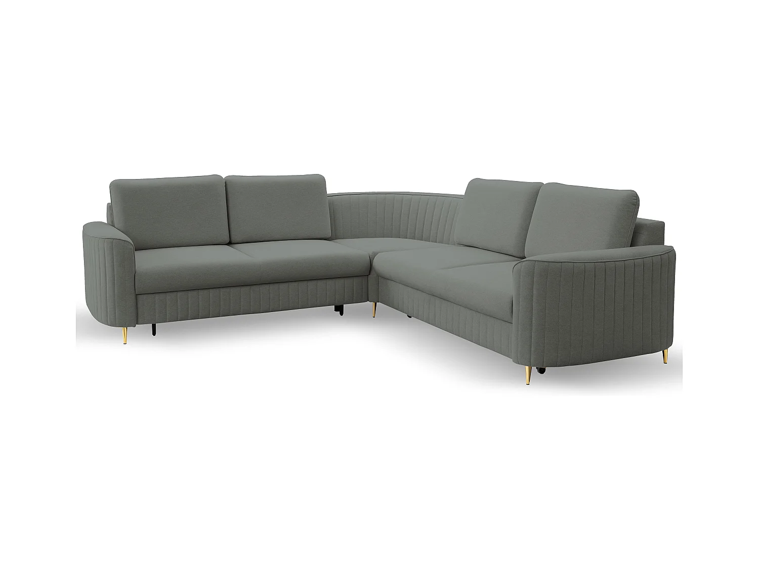 Canapé d'angle LAREN convertible, coffre de rangement, pieds en plastique, côté gauche, GRIS FONCÉ, 251x251x85 cm