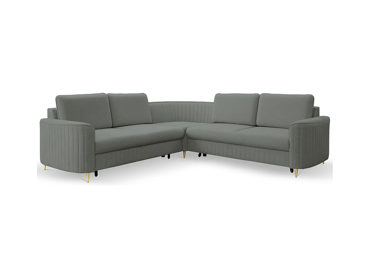 Canapé d'angle LAREN convertible, coffre de rangement, pieds en plastique, côté gauche, GRIS FONCÉ, 251x251x85 cm