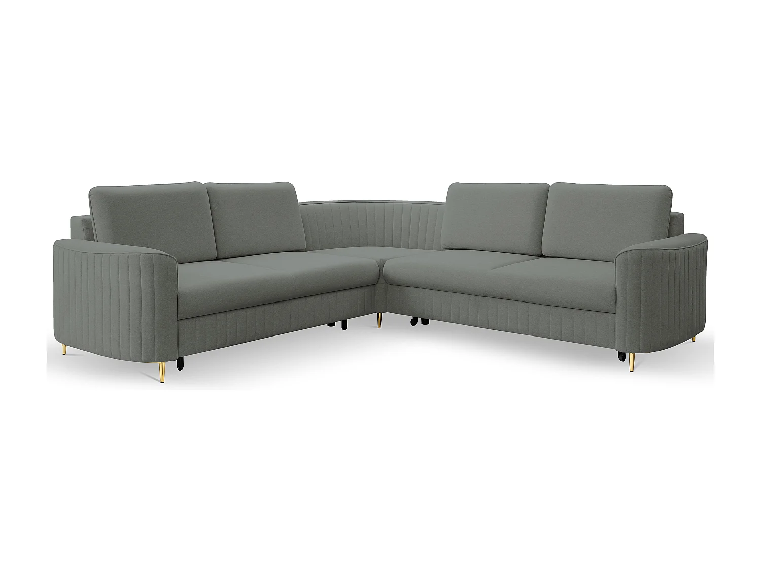 Canapé d'angle LAREN convertible, coffre de rangement, pieds en plastique, côté gauche, GRIS FONCÉ, 251x251x85 cm