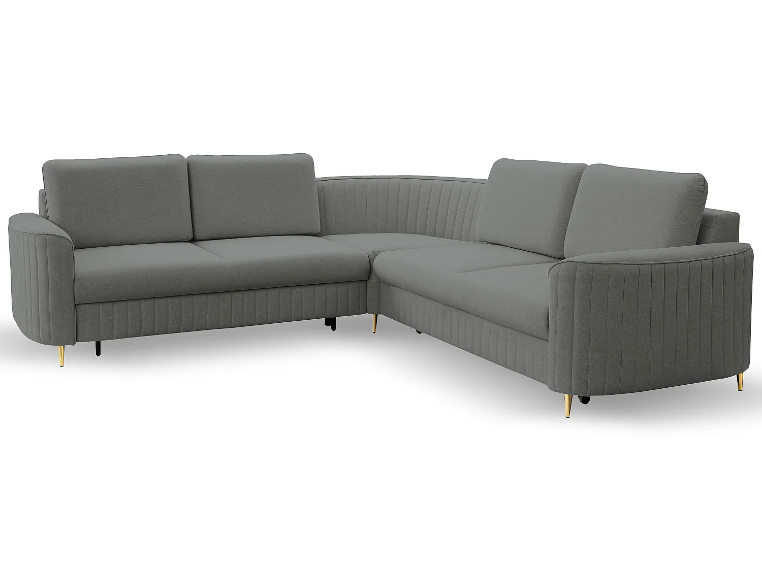 Canapé d'angle LAREN convertible, coffre de rangement, pieds en plastique, côté gauche, GRIS FONCÉ, 251x251x85 cm